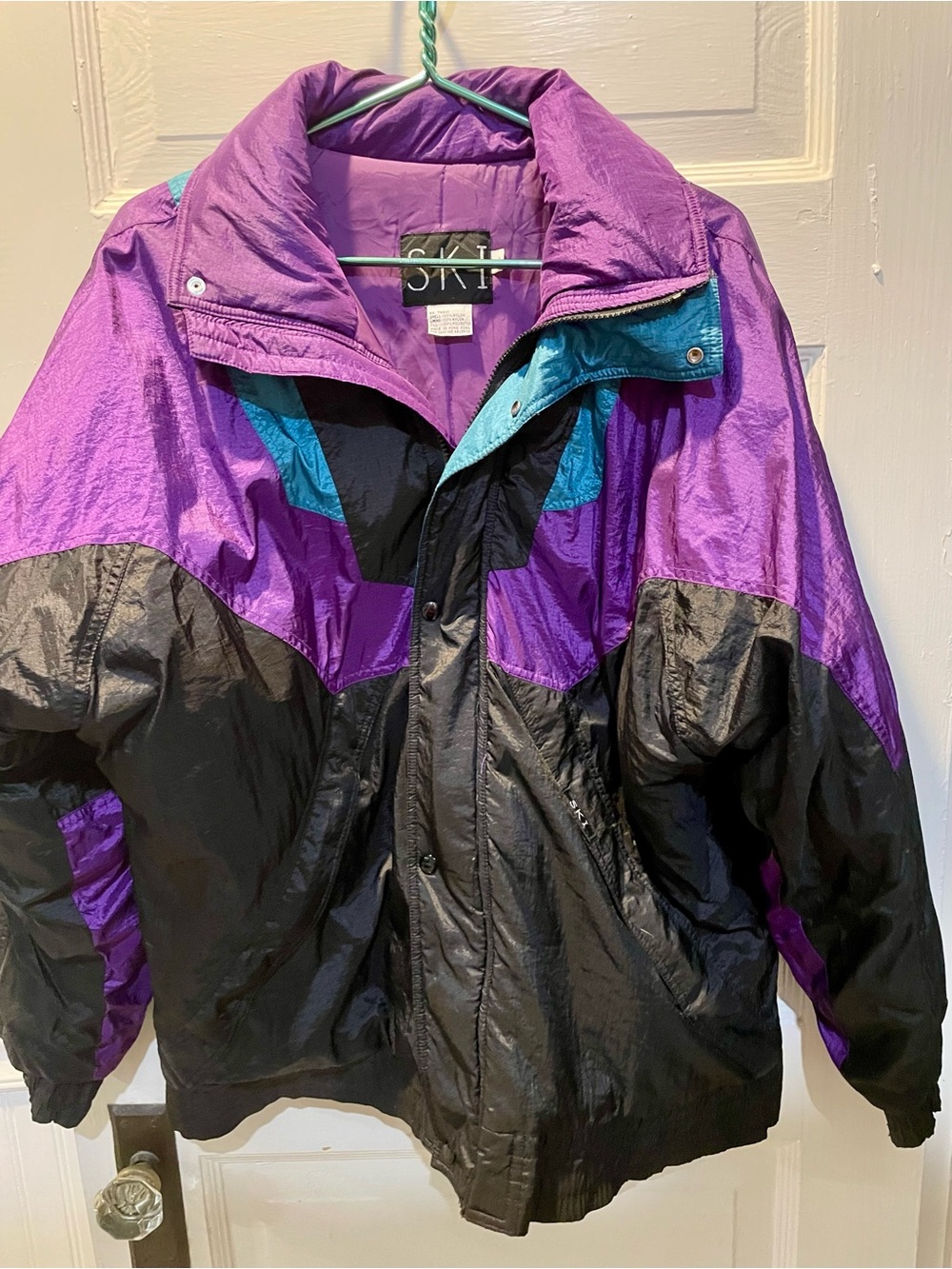 Vintage Ski Thermoloft Colorblock Ski Jacket - Purple & Black, Large